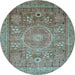 Round Machine Washable Abstract Light Blue Modern Rug, wshabs3633lblu