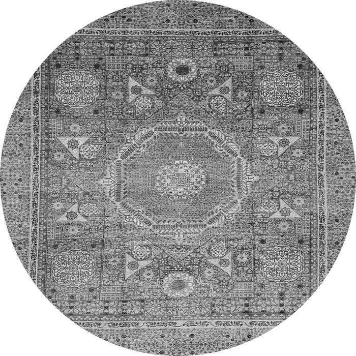 Round Machine Washable Abstract Gray Modern Rug, wshabs3633gry