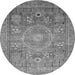 Round Machine Washable Abstract Gray Modern Rug, wshabs3633gry