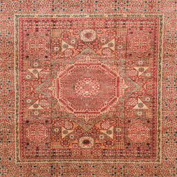 Square Machine Washable Abstract Red Rug, wshabs3633