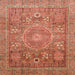 Square Machine Washable Abstract Red Rug, wshabs3633