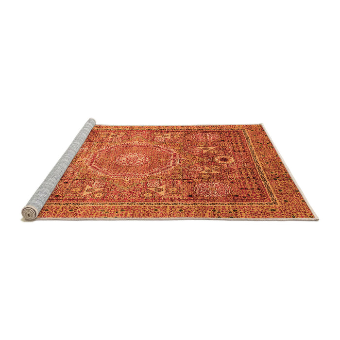 Sideview of Machine Washable Abstract Orange Modern Area Rugs, wshabs3633org