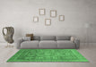 Machine Washable Abstract Emerald Green Modern Area Rugs in a Living Room,, wshabs3633emgrn