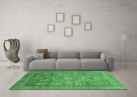 Machine Washable Abstract Emerald Green Modern Rug, wshabs3633emgrn