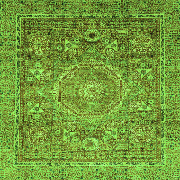 Square Machine Washable Abstract Green Modern Area Rugs, wshabs3633grn