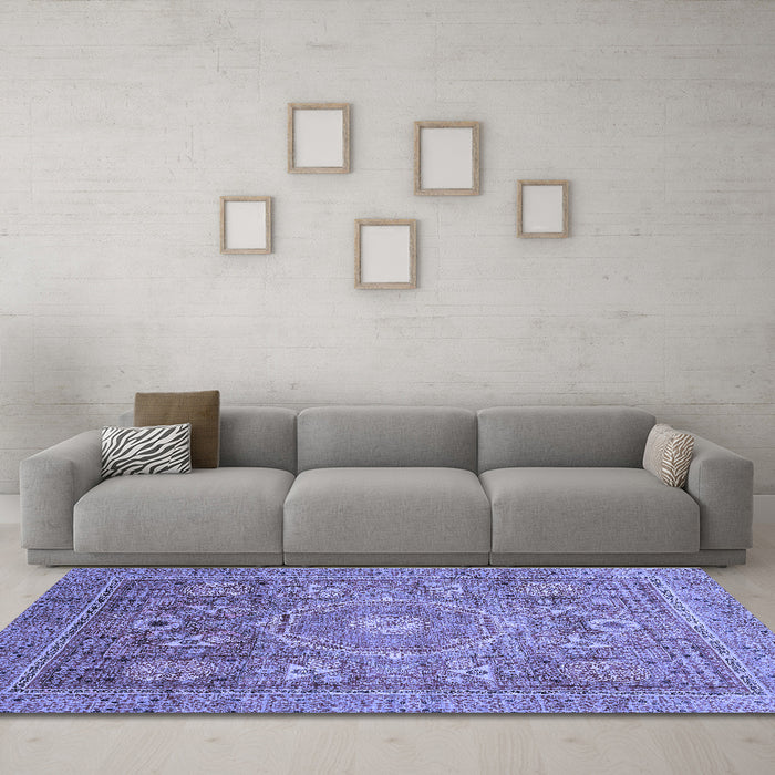 Machine Washable Abstract Blue Modern Rug in a Living Room, wshabs3633blu