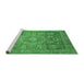 Sideview of Machine Washable Abstract Emerald Green Modern Area Rugs, wshabs3633emgrn