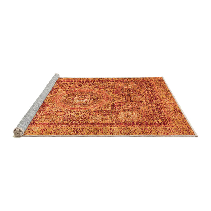 Sideview of Machine Washable Abstract Orange Modern Area Rugs, wshabs3634org