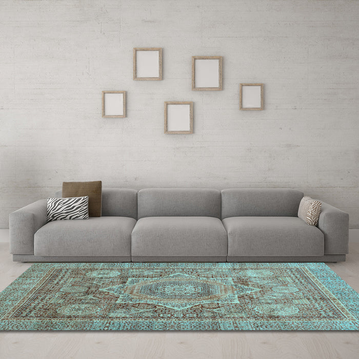 Machine Washable Abstract Light Blue Modern Rug in a Living Room, wshabs3634lblu