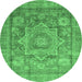 Round Abstract Emerald Green Modern Rug, abs3634emgrn