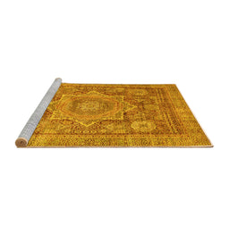Sideview of Machine Washable Abstract Yellow Modern Rug, wshabs3634yw