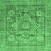 Square Abstract Emerald Green Modern Rug, abs3634emgrn