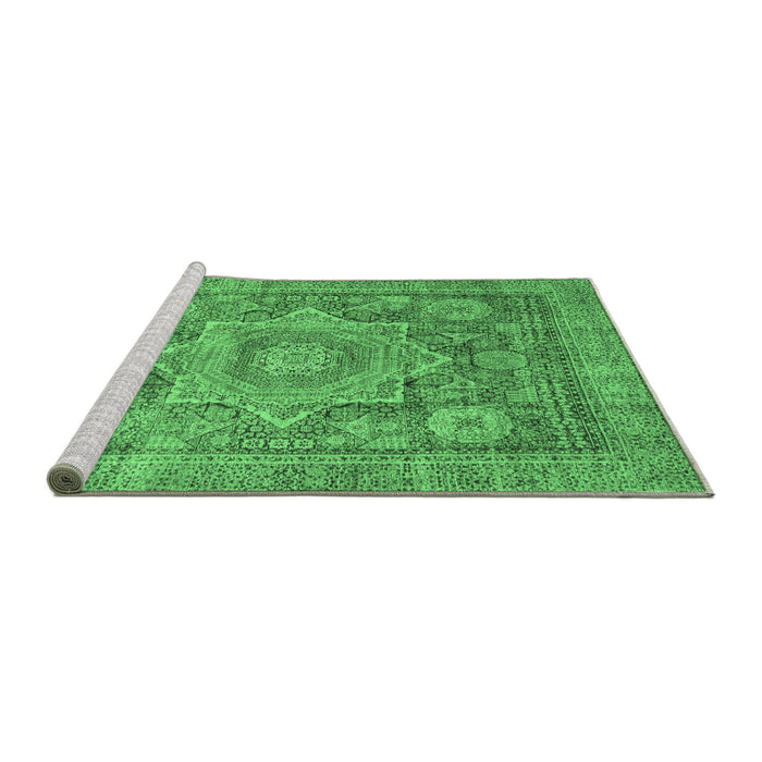 Sideview of Machine Washable Abstract Emerald Green Modern Area Rugs, wshabs3634emgrn