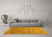 Machine Washable Abstract Yellow Modern Rug in a Living Room, wshabs3634yw