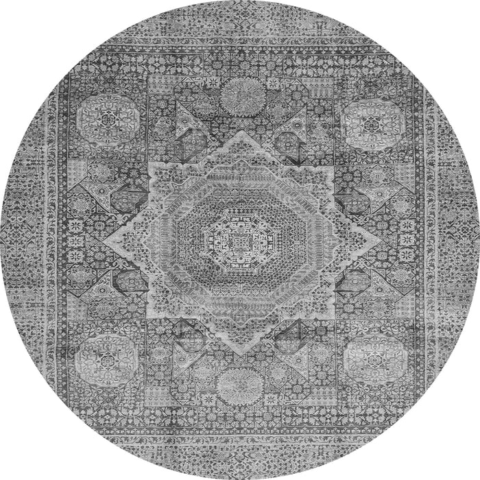 Round Machine Washable Abstract Gray Modern Rug, wshabs3634gry
