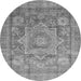 Round Machine Washable Abstract Gray Modern Rug, wshabs3634gry