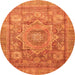 Round Machine Washable Abstract Orange Modern Area Rugs, wshabs3634org