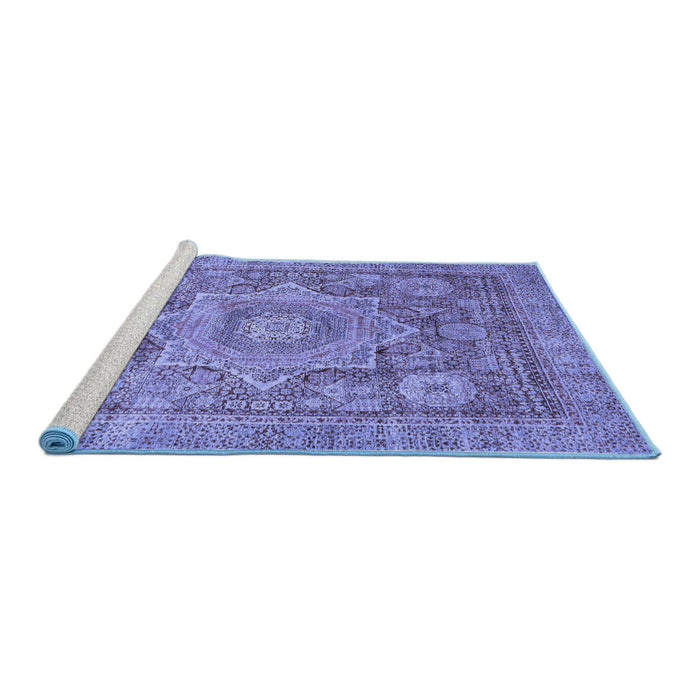 Sideview of Machine Washable Abstract Blue Modern Rug, wshabs3634blu