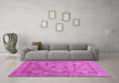 Machine Washable Abstract Purple Modern Area Rugs in a Living Room, wshabs3634pur