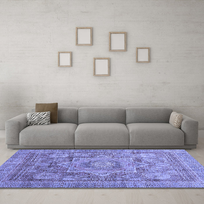 Machine Washable Abstract Blue Modern Rug in a Living Room, wshabs3634blu