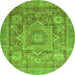 Round Machine Washable Abstract Green Modern Area Rugs, wshabs3634grn