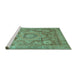 Sideview of Machine Washable Abstract Turquoise Modern Area Rugs, wshabs3634turq