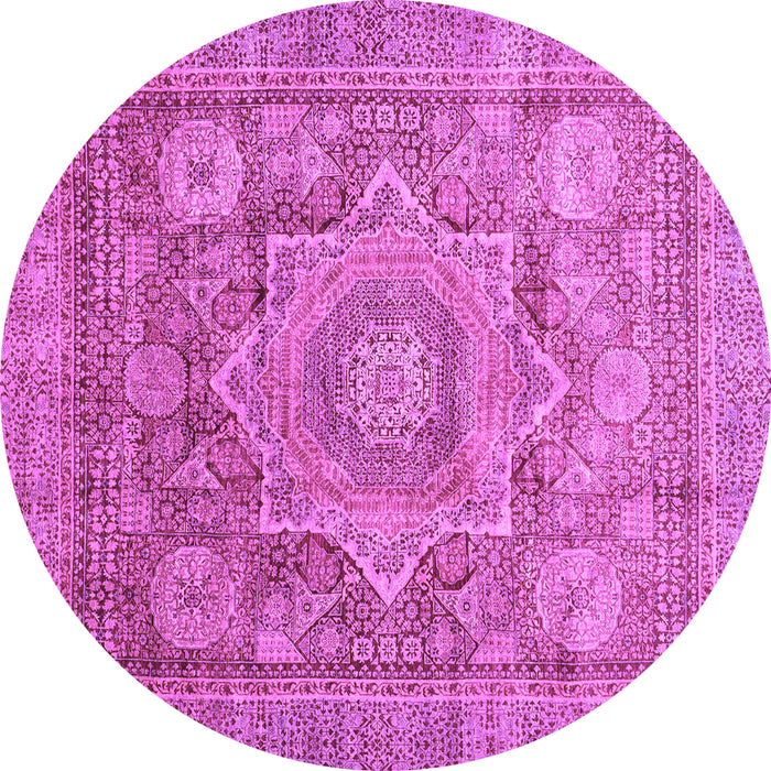 Round Abstract Purple Modern Rug, abs3634pur