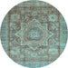 Round Machine Washable Abstract Light Blue Modern Rug, wshabs3634lblu