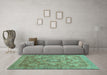 Machine Washable Abstract Turquoise Modern Area Rugs in a Living Room,, wshabs3634turq