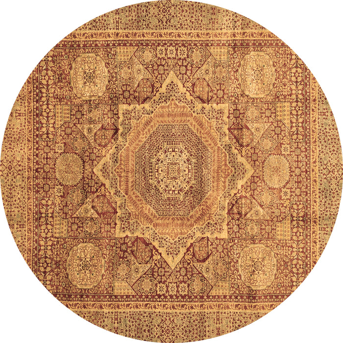 Round Abstract Brown Modern Rug, abs3634brn