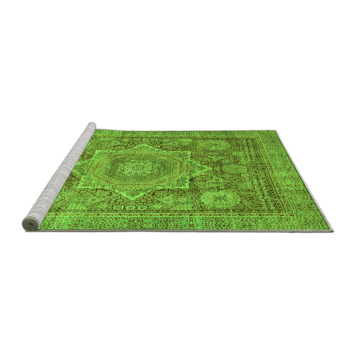 Sideview of Machine Washable Abstract Green Modern Area Rugs, wshabs3634grn