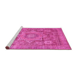 Sideview of Machine Washable Abstract Pink Modern Rug, wshabs3634pnk