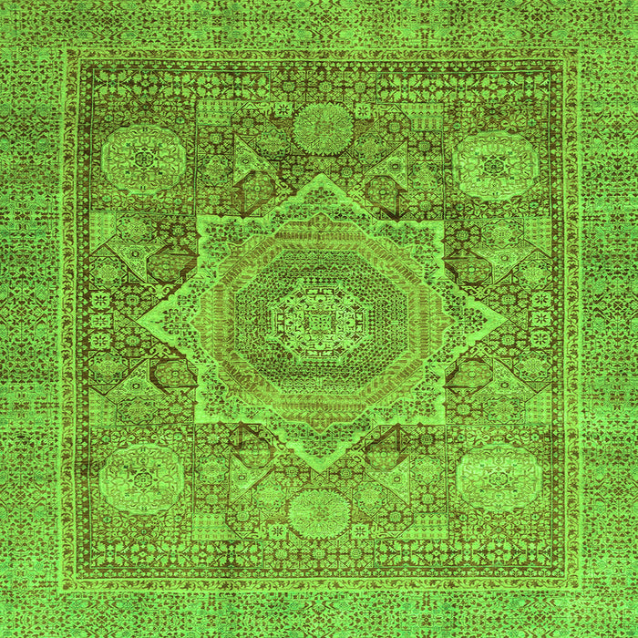 Square Machine Washable Abstract Green Modern Area Rugs, wshabs3634grn