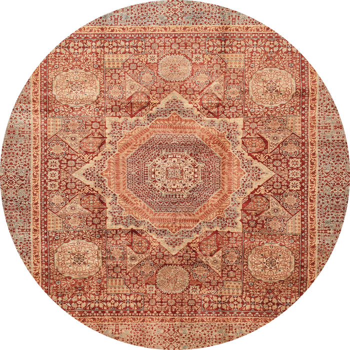 Round Machine Washable Abstract Red Rug, wshabs3634