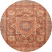 Round Machine Washable Abstract Red Rug, wshabs3634