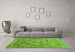 Machine Washable Abstract Green Modern Area Rugs in a Living Room,, wshabs3634grn