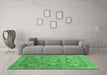 Machine Washable Abstract Emerald Green Modern Area Rugs in a Living Room,, wshabs3634emgrn