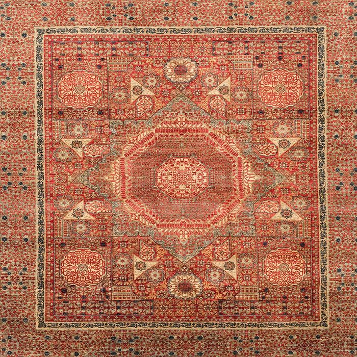 Square Abstract Red Modern Rug, abs3635