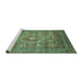 Sideview of Machine Washable Abstract Turquoise Modern Area Rugs, wshabs3635turq