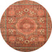 Round Machine Washable Abstract Red Rug, wshabs3635