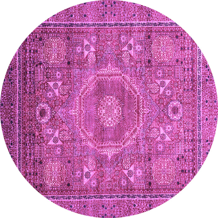 Round Machine Washable Abstract Purple Modern Area Rugs, wshabs3635pur