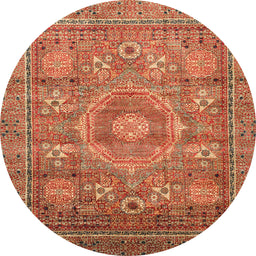 Round Abstract Red Modern Rug, abs3635