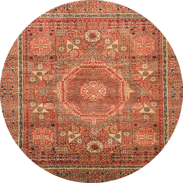 Round Abstract Red Modern Rug, abs3635