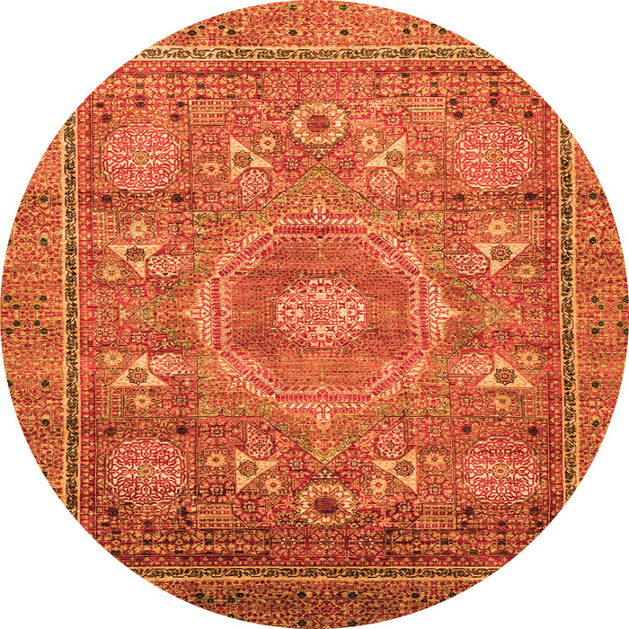 Round Abstract Orange Modern Rug, abs3635org