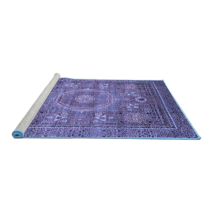 Sideview of Machine Washable Abstract Blue Modern Rug, wshabs3635blu
