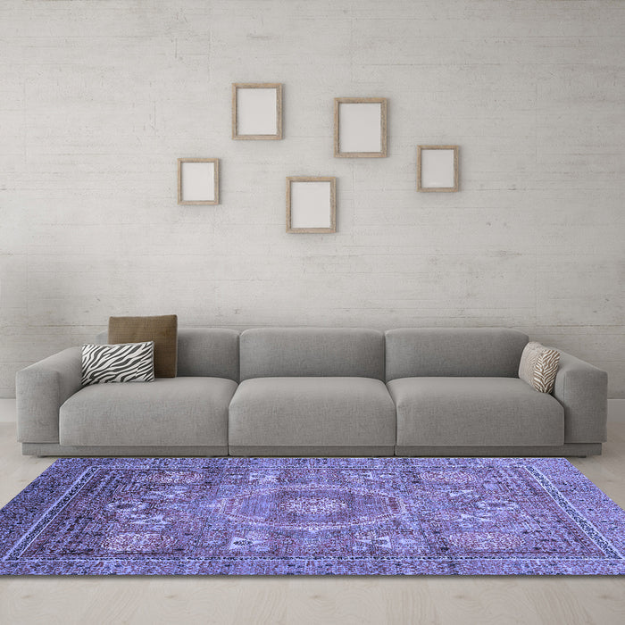 Machine Washable Abstract Blue Modern Rug in a Living Room, wshabs3635blu