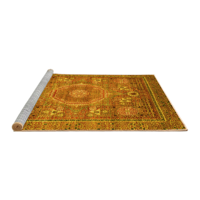 Sideview of Machine Washable Abstract Yellow Modern Rug, wshabs3635yw