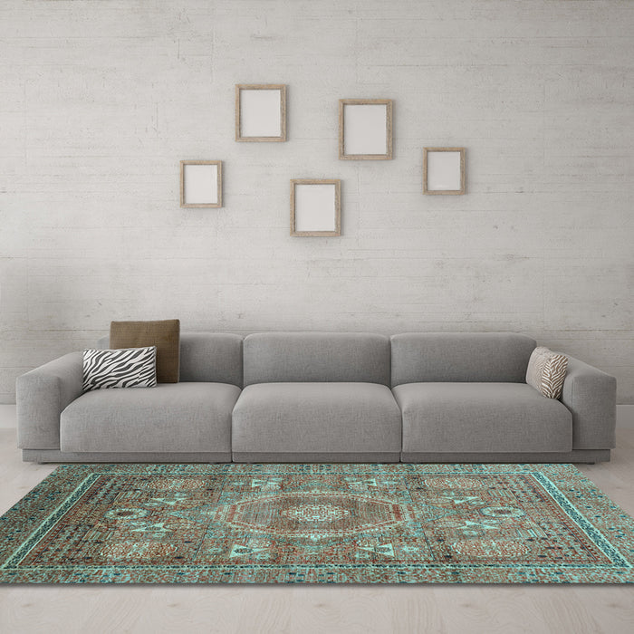 Machine Washable Abstract Light Blue Modern Rug in a Living Room, wshabs3635lblu