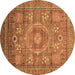 Round Machine Washable Abstract Brown Modern Rug, wshabs3635brn