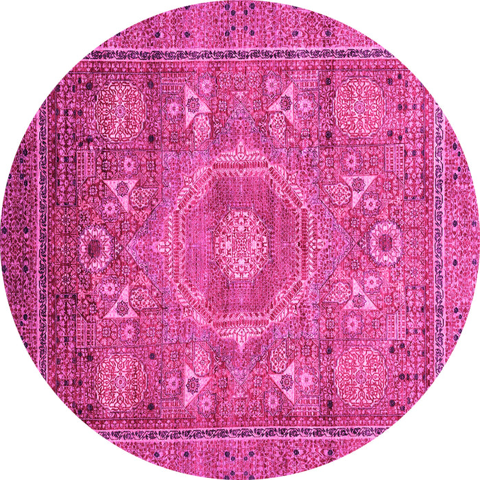 Round Abstract Pink Modern Rug, abs3635pnk